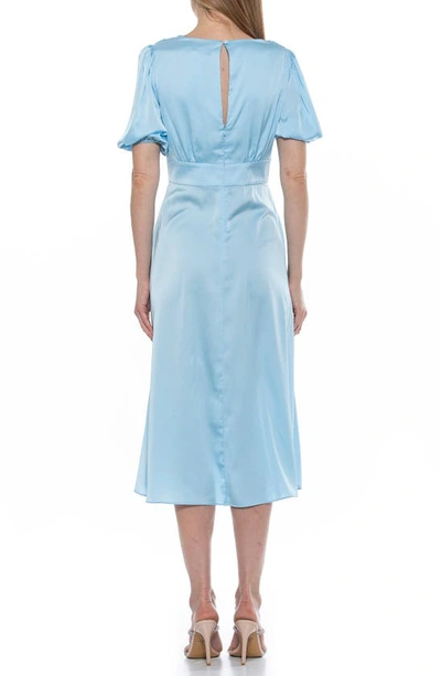 Alexia Admor V-neck Puff Sleeve Midi Dress In Halogen Blue