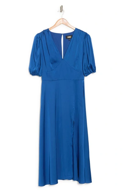 Alexia Admor V-neck Puff Sleeve Midi Dress In Halogen Blue