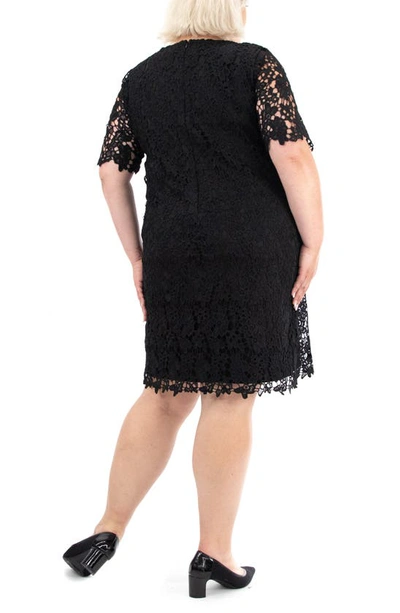 Nina Leonard Crochet Lace Sheath Dress In Black