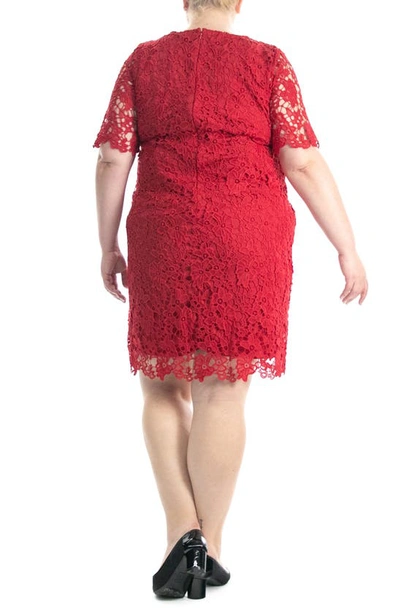 Nina Leonard Crochet Lace Sheath Dress In Nina Red