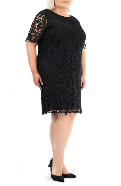 Nina Leonard Crochet Lace Sheath Dress In Black