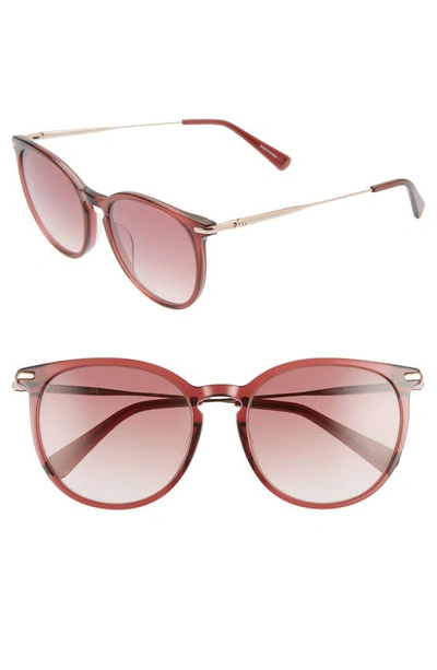 Shop Longchamp Roseau 54mm Round Sunglasses In Ruby/ Brown