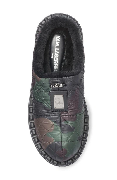 Shop Karl Lagerfeld Faux Fur Lined Quilted Nylon Camo Slipper