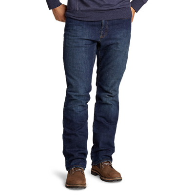 Shop Eddie Bauer Men's Field Flannel-lined Flex Straight Jeans In Gold