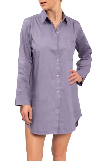 Shop Everyday Ritual Rick Cotton Sleep Shirt In Violet