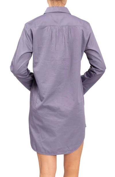 Shop Everyday Ritual Rick Cotton Sleep Shirt In Violet