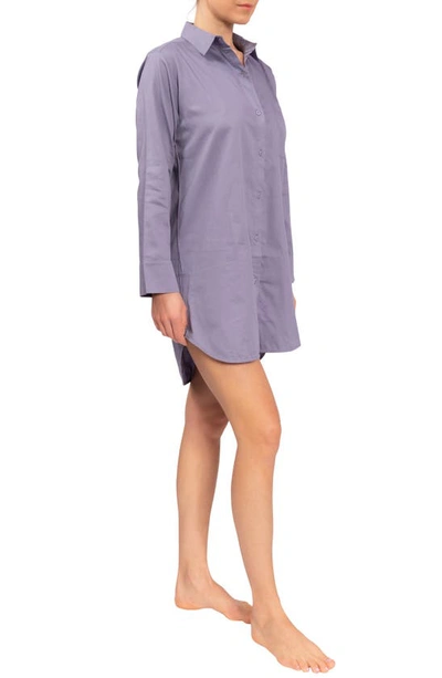 Shop Everyday Ritual Rick Cotton Sleep Shirt In Violet