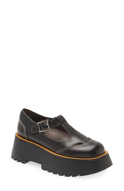 Shop Burberry Mila Platform Mary Jane Oxford In Black