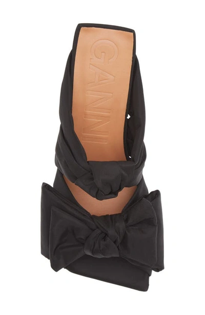 Shop Ganni Soft Bow Kitten Heel Sandal In Black