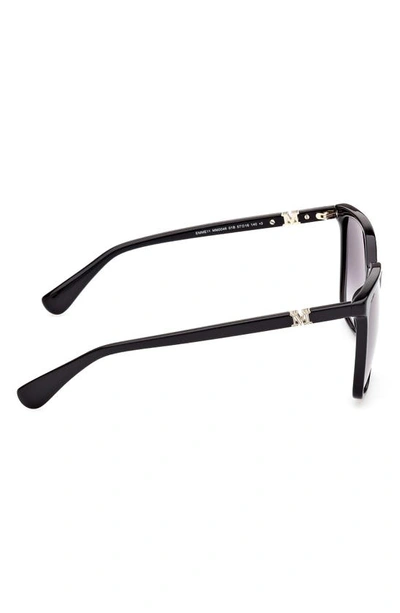 Shop Max Mara 57mm Gradient Square Sunglasses In Shiny Black / Gradient Smoke