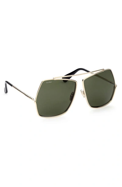 Shop Max Mara 64mm Geometric Sunglasses In Shiny Gunmetal / Smoke