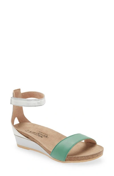 Shop Naot 'pixie' Sandal In Soft Jade/ Soft White/silver