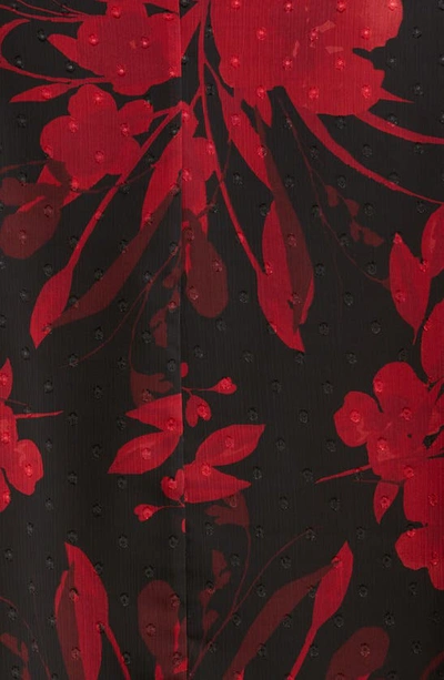 Connected Apparel Floral Cape Overlay Sheath Dress In Red