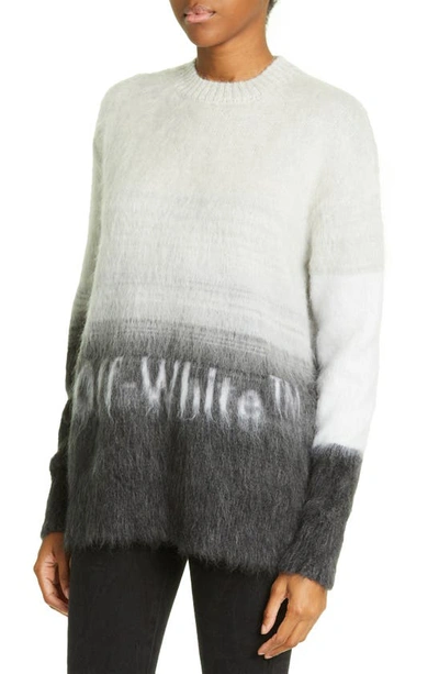 Shop Off-white Helvetica Logo Mohair Blend Sweater In Black Whit
