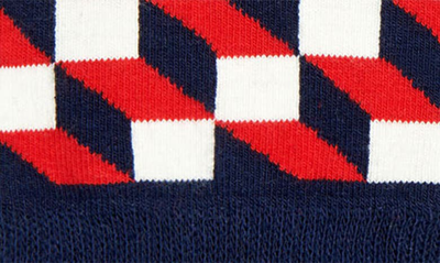 Shop Happy Socks Filled Optic Cotton Blend Crew Socks In Navy/ Red/ White