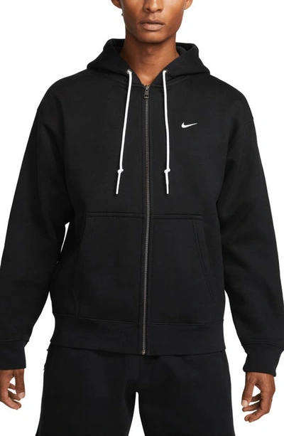 Shop Nike Solo Swoosh Zip Hoodie In Black/ White