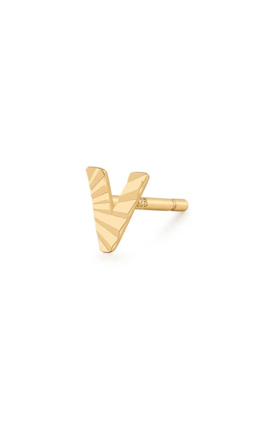 Shop Made By Mary Initial Single Stud Earring In Gold - V