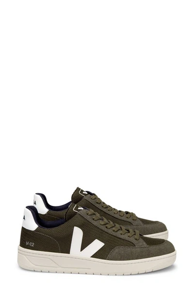 Veja V-12 B-mesh Water Repellent Low Top Sneaker In Olive White