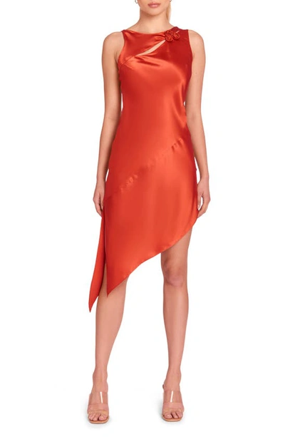 Shop Amanda Uprichard Rosemarie Sleeveless Asymmetric Cutout Silk Midi Dress In Poppy