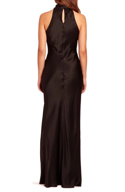 Shop Amanda Uprichard Stanford Halter Neck Silk Gown In Black