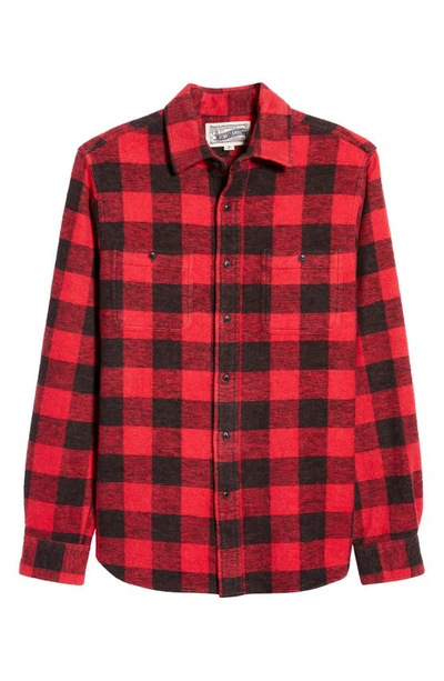 Shop Schott Buffalo Check Heavyweight Flannel Button-up Shirt In Red