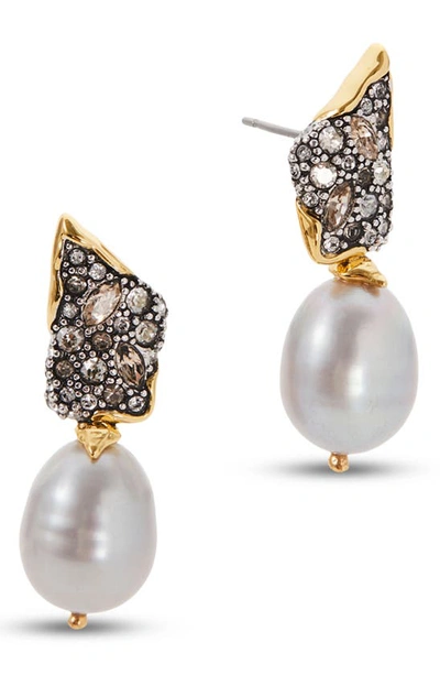 Shop Alexis Bittar Solanales Cultured Pearl Drop Earrings In Champagne