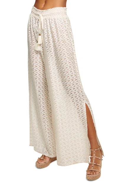 Shop Ramy Brook Gloria Wide Leg Cover-up Pants In White Zigzag