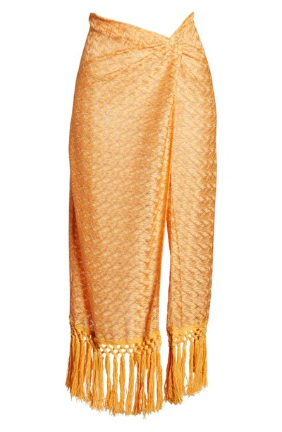 Ramy Brook Gaia Metallic Cover-up Maxi Skirt In Sunrise Zigzag