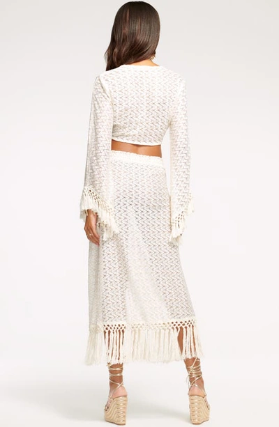 Shop Ramy Brook Gaia Metallic Cover-up Maxi Skirt In White Zigzag