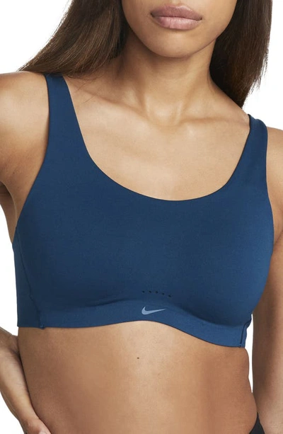 Shop Nike Alate Dri-fit Sports Bra In Valerian Blue/ Blackened Blue