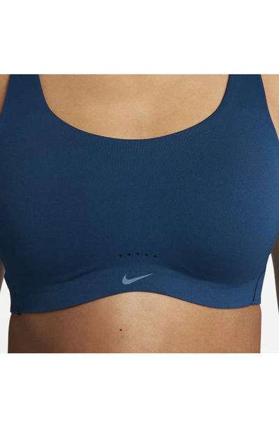 Shop Nike Alate Dri-fit Sports Bra In Valerian Blue/ Blackened Blue