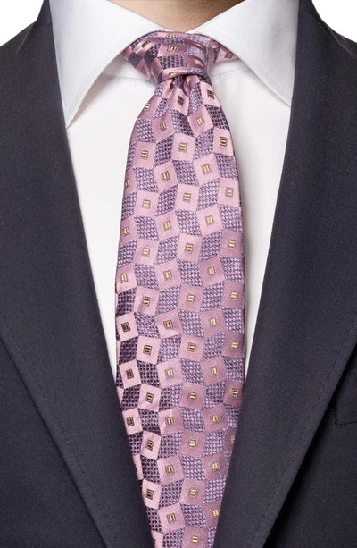 Shop Eton Medallion Silk Tie In Pink/ Purple