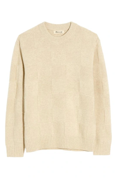 Shop Madewell Checkerboard Wool Blend Sweater In Heather Light Sand