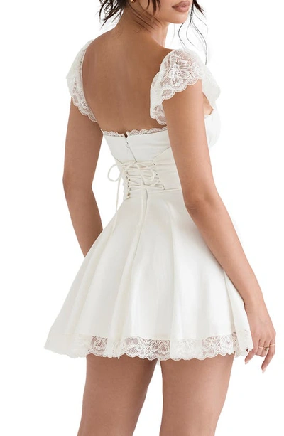 Shop House Of Cb Kaia Lace Trim Fit & Flare Minidress In Ivory