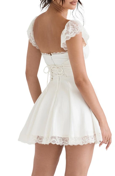 House Of Cb Kaia Lace Trim Fit & Flare Minidress In Ivory