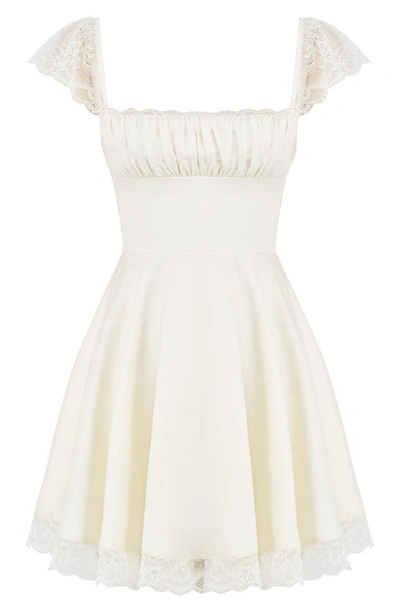 Shop House Of Cb Kaia Lace Trim Fit & Flare Minidress In Ivory
