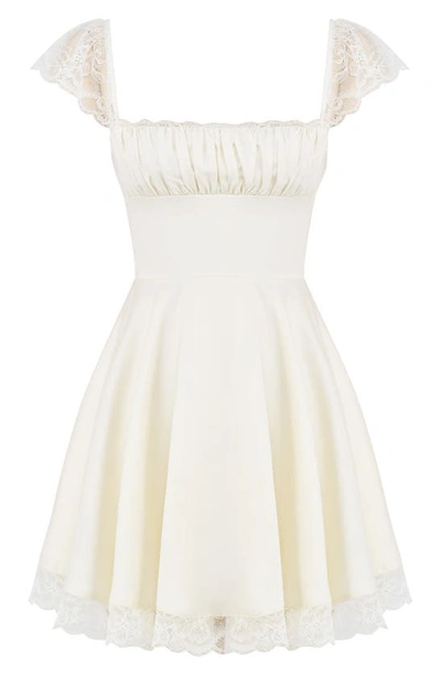 House Of Cb Kaia Lace Trim Fit & Flare Minidress In Ivory