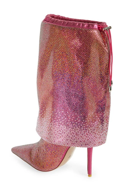 Shop Azalea Wang Wishful Crystal Embellished Pointed Toe Boot In Pink