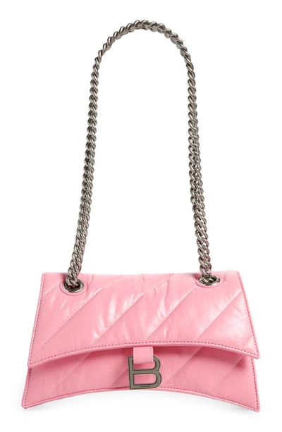 Shop Balenciaga Small Crush Quilted Leather Crossbody Bag In Sweet Pink