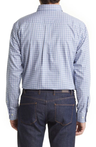 Shop Peter Millar Blue Water Cotton Button-down Sport Shirt In Atlantic Blue