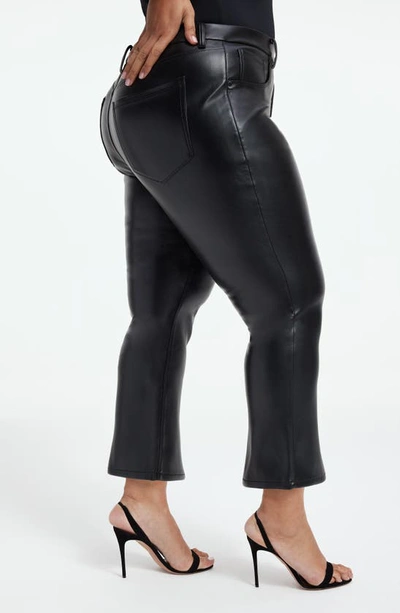 Shop Good American Good Legs Crop Faux Leather Mini Bootcut Pants In Black001