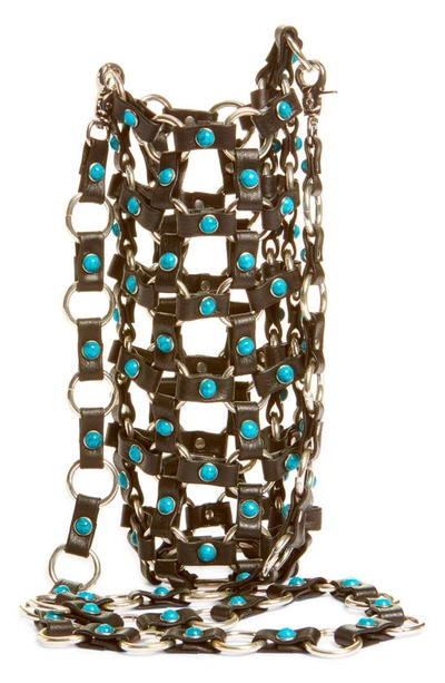 Vidakush Hydration Hero Leather Crossbody Bag In Turquoise