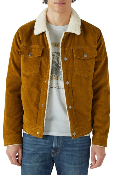 LUCKY BRAND LUCKY BRAND FAUX SHEARLING LINED CORDUROY TRUCKER JACKET 