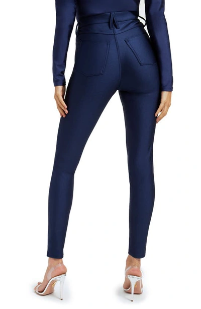 Good American Good Waist High Shine Compression Leggings In Blue Rinse