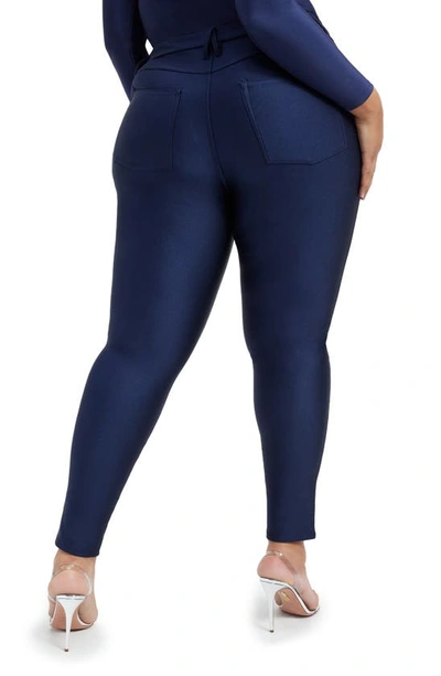 Good American Good Waist High Shine Compression Leggings In Blue Rinse