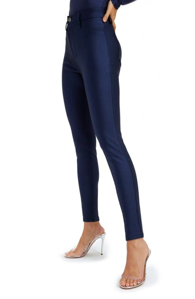 Good American Good Waist High Shine Compression Leggings In Blue Rinse