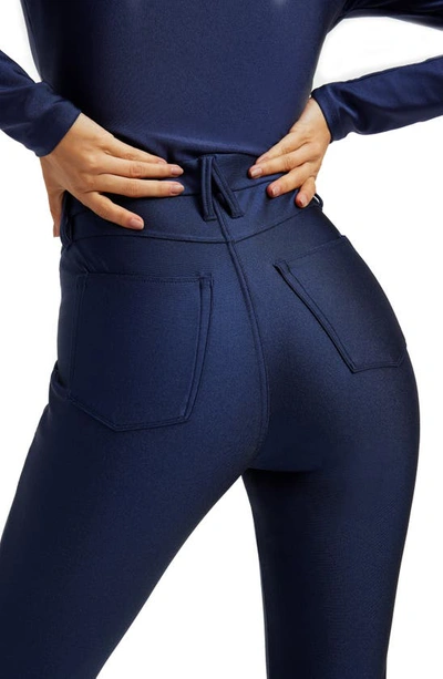Good American Good Waist High Shine Compression Leggings In Blue Rinse
