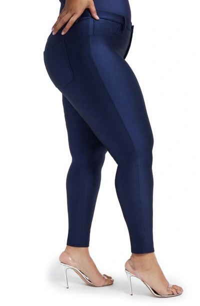 Good American Good Waist High Shine Compression Leggings In Blue Rinse