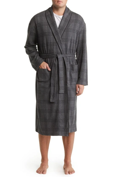 Shop Majestic Plaid Knit Robe In Charcoal Plaid