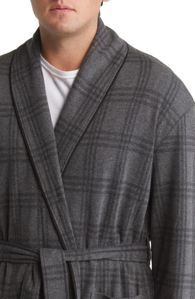 Shop Majestic Plaid Knit Robe In Charcoal Plaid